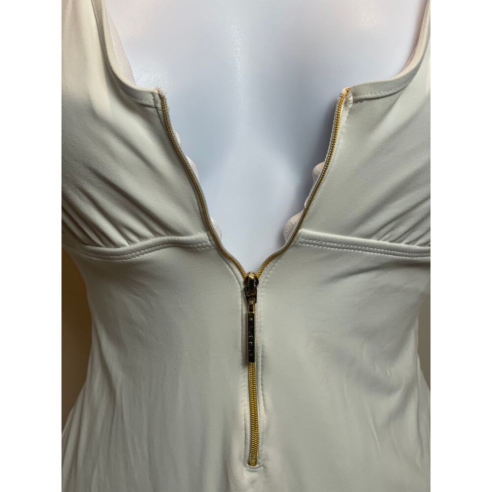 Ralph Lauren Cream One‑Piece Swimsuit Gold Zipper Detail Size 10 - Picture 5 of 8